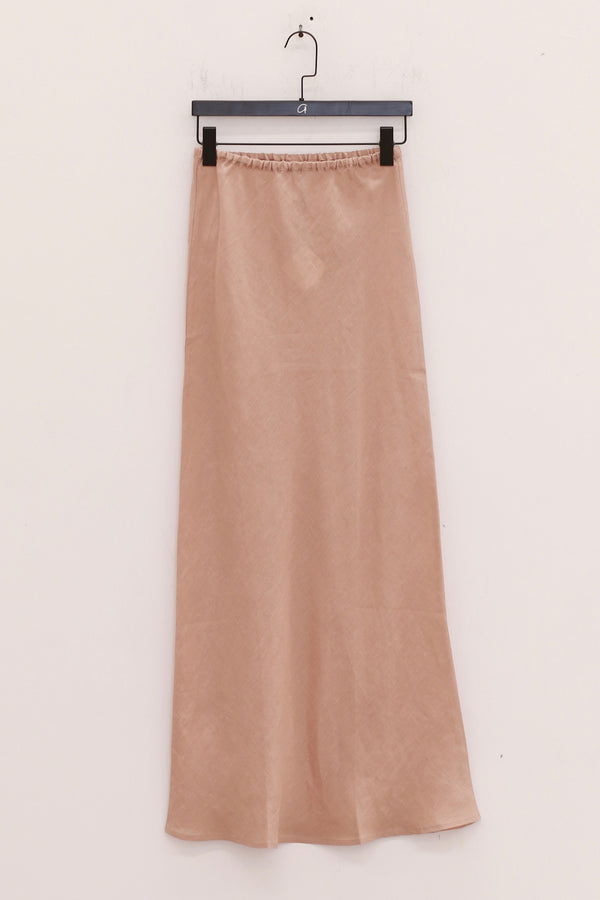 BASERANGE Linen Skirt Portugal BAS-SKDY-LI-SU25-STILL BROWN